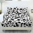 thumbnail image 1 of COEQINE Fitted Sheet & Pillowcase Set, Comfort Wrinkle Free Bed Sheets Set Fade Resistant Easy Care Bottom Bedsheet Snug Fit for Full Size Bed, Cow Print Black White, 1 of 5