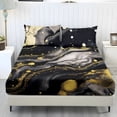 thumbnail image 1 of COEQINE Fitted Sheet & Pillowcase Set, Comfort Wrinkle Free Bed Sheets Set Fade Resistant Easy Care Bottom Bedsheet Snug Fit for Twin Size Bed, Marble Black Yellow, 1 of 5