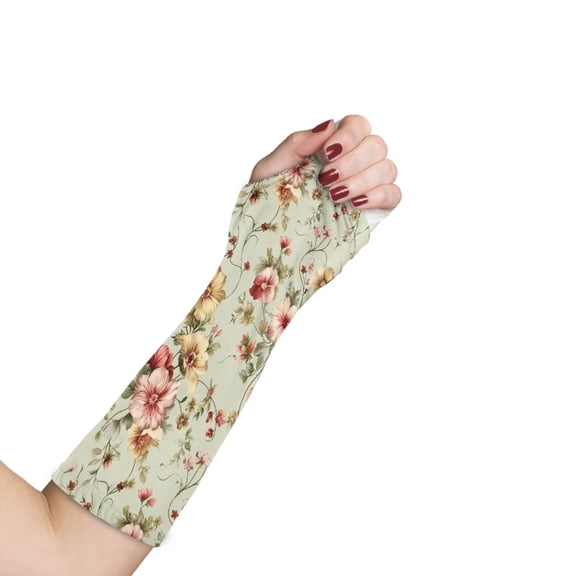 COEQINE Floral Arm Cast Covers Size M Washable Cast and Bandage Protector Elastic Fabric Sleeve with A Thumb Hole Bandage Protector Easy to Put on After Surgery Gifts