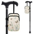 thumbnail image 1 of COEQINE Forearm Crutch Accesories Walking Stick Bag Butterfly Daisy Beige Elbow Crutch Pouch, Cane Attachment, with Multiple Pockets, Phone Holder, for Adults Women Men, 1 of 7