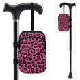 thumbnail image 1 of COEQINE Forearm Crutch Bag with 2 Zipper Pouch Rose Pink Leopard Print Walking Cane Accesories, Zipper Pouch, Hands-Free, Organize Daily Essentials, for Seniors Men Women, 1 of 7