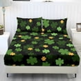 thumbnail image 1 of COEQINE Full Sheet Set Soft Stretchy Bedding Sheet Set 3 Pieces Deep Pocket Holiday Bedding Set with All Around Elastic Bottom Bedsheet St Patricks Day Decor, Cute Clover Shamrock, 1 of 5