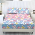 thumbnail image 1 of COEQINE Full Sheets 3 Pieces Bedding Set, Comfort Wrinkle Free Fitted Sheet with 2 Pillowcases, Soft Winter Bottom Bedsheet Easy & Secure Fit, Easter Rabbit Egg Pink Blue, 1 of 5