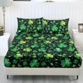thumbnail image 1 of COEQINE Full Size Sheet Set 3 Pieces, Includes Bedding Sheets & Pillowcases, All Around Elastic Fitted Long Lasting All Season for Women Men for St. Patrick's Day Decor, Glitter Green Shamrock, 1 of 5