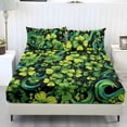 thumbnail image 1 of COEQINE Full Size Sheet Set Comfy Easy Care 3 Pieces Bedding Set Include 1 Fitted Sheet & 2 Pillowcases, All Around Elastic Fitted for St. Patrick's Day Decor, Modern Clover Green, 1 of 5