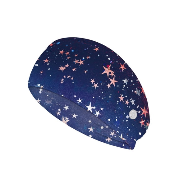 COEQINE Galaxy Star Nurse Button Headband Women's Workout Headbands Non Slip Sport Sweatbands Yoga Hairbands Nurse Headband Men Sweatband for Running,Workout,Basketball