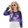 thumbnail image 1 of COEQINE Girls Loose Fit Crop Top, Long Sleeve Comfort Sweatshirt, Fall Winter Clothes Crewneck Pullover for School Tween Age 9-10, Axolotl Violet, 1 of 7