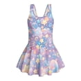 thumbnail image 1 of COEQINE Girls One Piece Bathing Suit with Skirt, Scoop Neck Sleeveless Wide Straps Swimwear, Polyester Spandex Swimsuit for Kids 12-13 Years, Machine Washable Dreamy Starry Star, 1 of 8