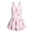 thumbnail image 1 of COEQINE Girls One Piece Swimsuit with Attached Liner, Scoop Neck V-Back Swim Dress for Swim Lessons, Polyester Spandex Bathing Suit for Girls 3-4 Year Olds, Pink Dragon Heart, 1 of 8