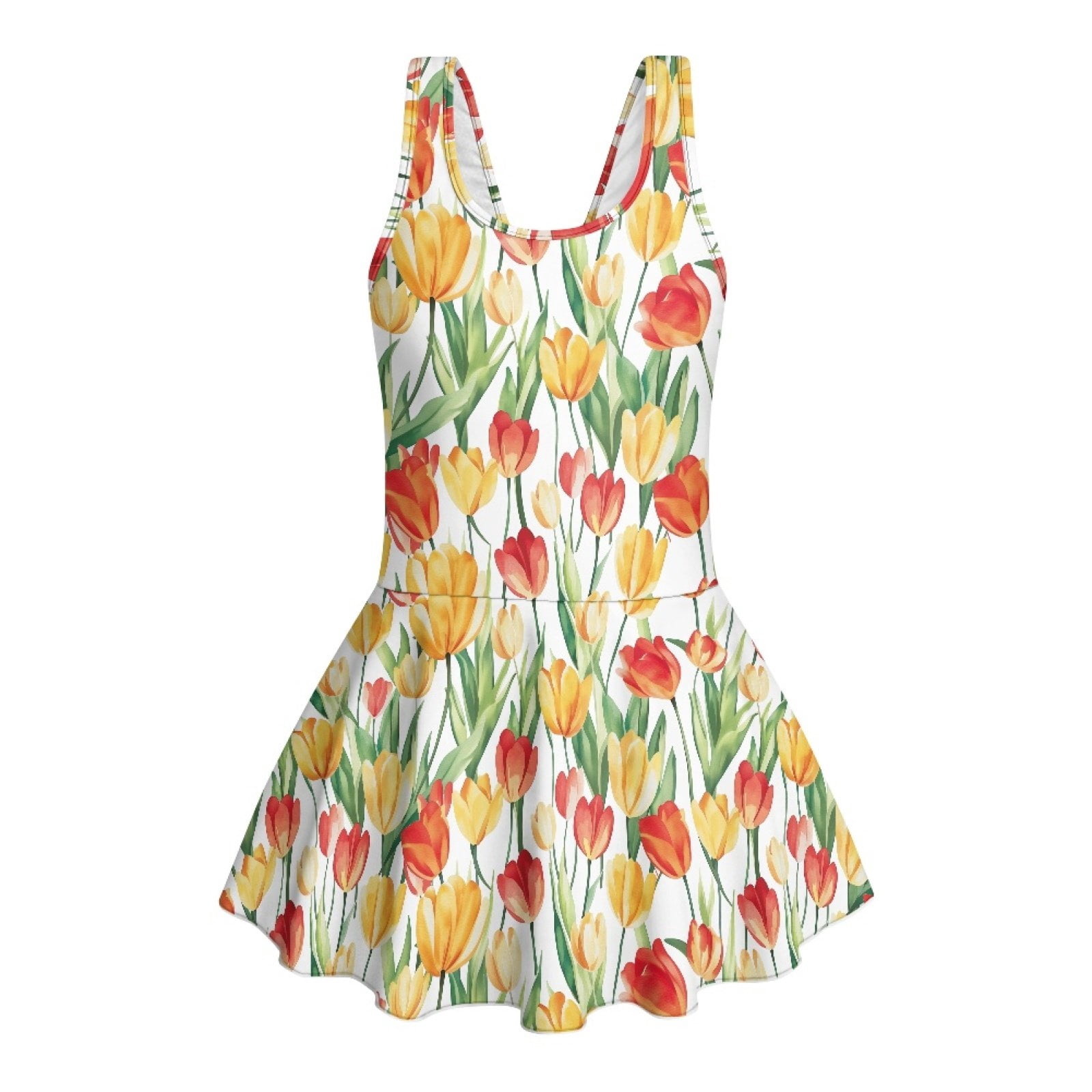 COEQINE Girls One Piece Swimsuit with Skirt, Scoop Neck & V Back ...