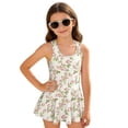 thumbnail image 1 of COEQINE Girls One Piece Tank Swimsuit with Skirt & Inner Liner, U Neck & V-Back Wide Strap Swimwear for Beach Play, Family Vacation, for Girls 12-13 Years, Pink Rose Floral, 1 of 8