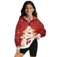 thumbnail image 1 of COEQINE Girls Quarter Zip Sweatshirt Tops, Long Sleeve Loose Fit Sweatshirt Pullover, Printed Fashion Top for Kids Teens Ages 5-6 Machine Wash, Snowman Christmas Tree, 1 of 7