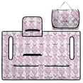 thumbnail image 1 of COEQINE Golf Cart Seat Cover Blanket Towel Accessories, Portable Foldable Design with Carry Handle, Universal Fit for EZGO/Yamaha/Club Car with 4 Pockets, Purple Bow Golf Diamond Pattern, 1 of 8