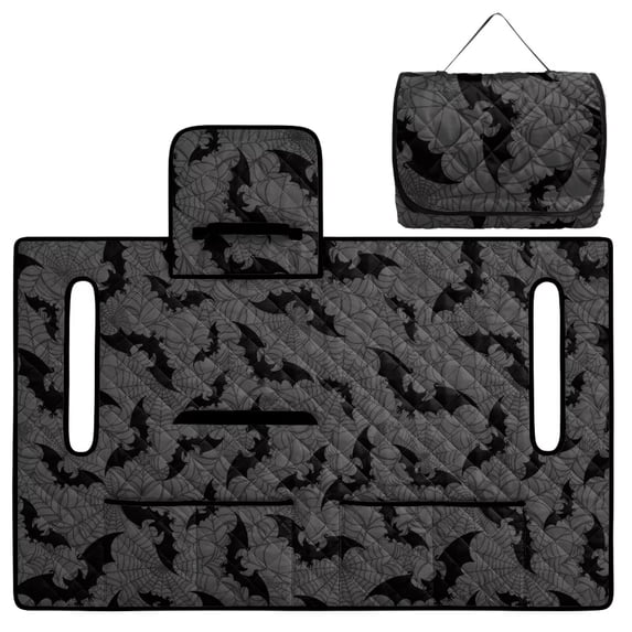 COEQINE Golf Cart Seat Covers with Carry Handle, Comfortable Golf Cart Seat Towel Blanket, Halloween Decor Fits for EZGO Yamaha Club Car and Other 2-Seat Golf Carts, Gray Bat Cobweb Print