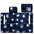 thumbnail image 1 of COEQINE Golf Cart Seat Cushion Cover, Portable Design Folds with Handle, Universal Fit 51.2x30.3", Quilted Comfort Padding with 4 Pockets, for 2/4 Person Seats, Golf Ball Blue Lightning, 1 of 8