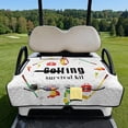 thumbnail image 1 of COEQINE Golf Cart Seat Protector with Fold Design & Carry Handle, Quilted Universal Fit 51.2x30.3 Inch for EZGO/Yamaha/Club Car 2-Seaters, 4-Pocket Storage, White Golf Pattern, 1 of 8