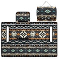 thumbnail image 1 of COEQINE Golf Cart Seat Towel Blanket Cover with Handle for Folded Carrying and Storage, Quilted Padding, 4 Storage Pockets, Fit for Most 2 Seat Cart, American Tribal Geometric Gray Orange, 1 of 8