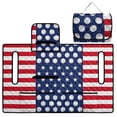 thumbnail image 1 of COEQINE Golf Cart Seat Towel Blanket Cover with Handle for Folded Carrying and Storage, Quilted Padding, 4 Storage Pockets, Fit for Most 2 Seat Cart, Golf Pattern US Flag, 1 of 8