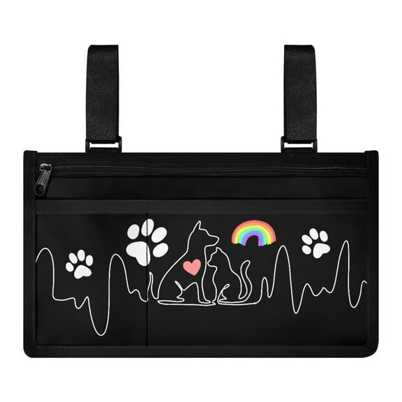 COEQINE Heart Beat Dog Wheelchair Side Bag Mobility Scooter Side Pouch Large Capacity Mesh Bag Design Wheelchair Bags to Hang on Back Suitable for Adults Teenagers Elderly