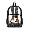thumbnail image 1 of COEQINE Heavy Duty Clear Backpack for School 17 Inch Extra Large with Reinforced Shoulder Straps, Sturdy Fabric College Backpack for Travel Security Casual, Kawaii Cat Black, 1 of 7