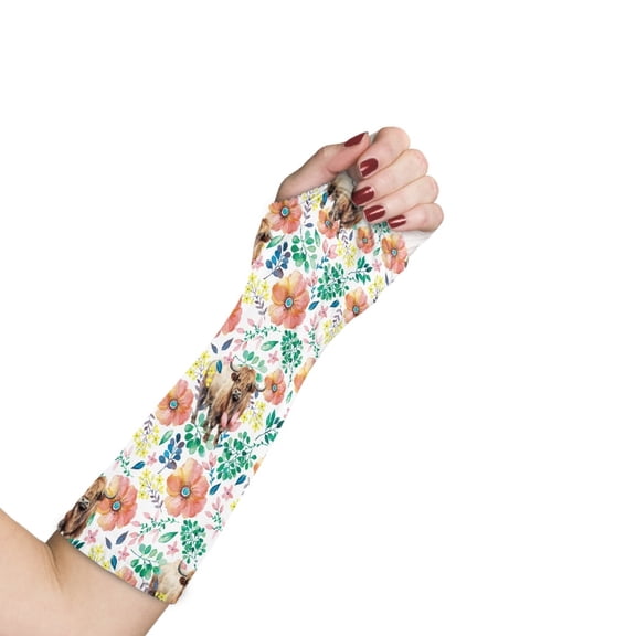 COEQINE Highland Cow Flower Arm Cast Cover Teens Long Full Arm Cast Protector-L Bandage Protector Removable Cast Cover Easy to Clean Short Cast Covers for Kids Girls