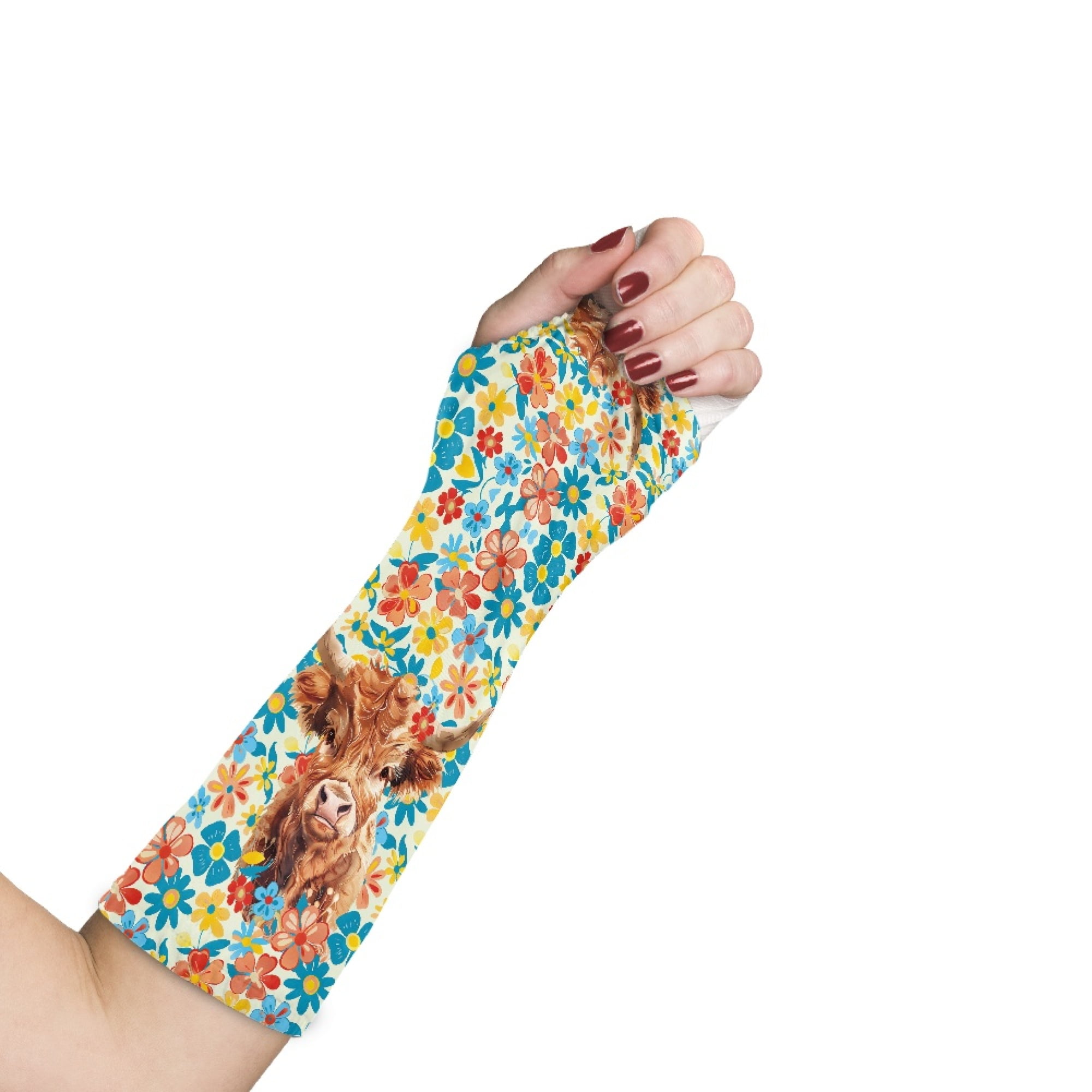 COEQINE Highland Cow Flower Arm Cast Covers Size S Broken Arm Shower ...