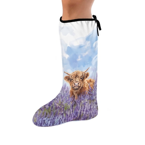 COEQINE Highland Cow Leg Cast Cover Size M Cast Sleeve for Foot Leg Protector Below The Knee Leg Cast Sleeve Removable Cast and Bandage Protector After Surgery Gifts