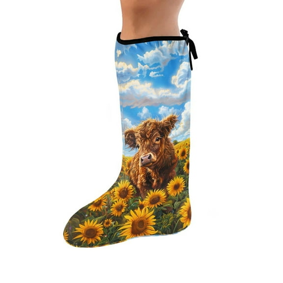 COEQINE Highland Cow Leg Cast Cover Sunflower Small Outdoor Protection Leg Cover Bandage Protector Removable Outdoor Leg Protection Cover Leg Plaster Sleeve for Adult Teens