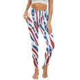 thumbnail image 1 of COEQINE Hip Lift Yoga Pants for Women with Pockets Compression Breathable Tummy Control Running Workout Leggings High Waisted 4-Way Stretch Tights, Red Blue Star Zebra Print, XL, 1 of 7