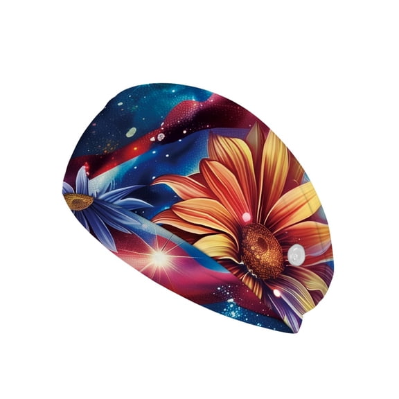 COEQINE Hippie Flower Nurse Button Headband Nurse Headbands Thin Wide Nurses Headbands Non Slip for Nursing Healthcare Worker Nurse Headbands Bulk Headbands for Sports