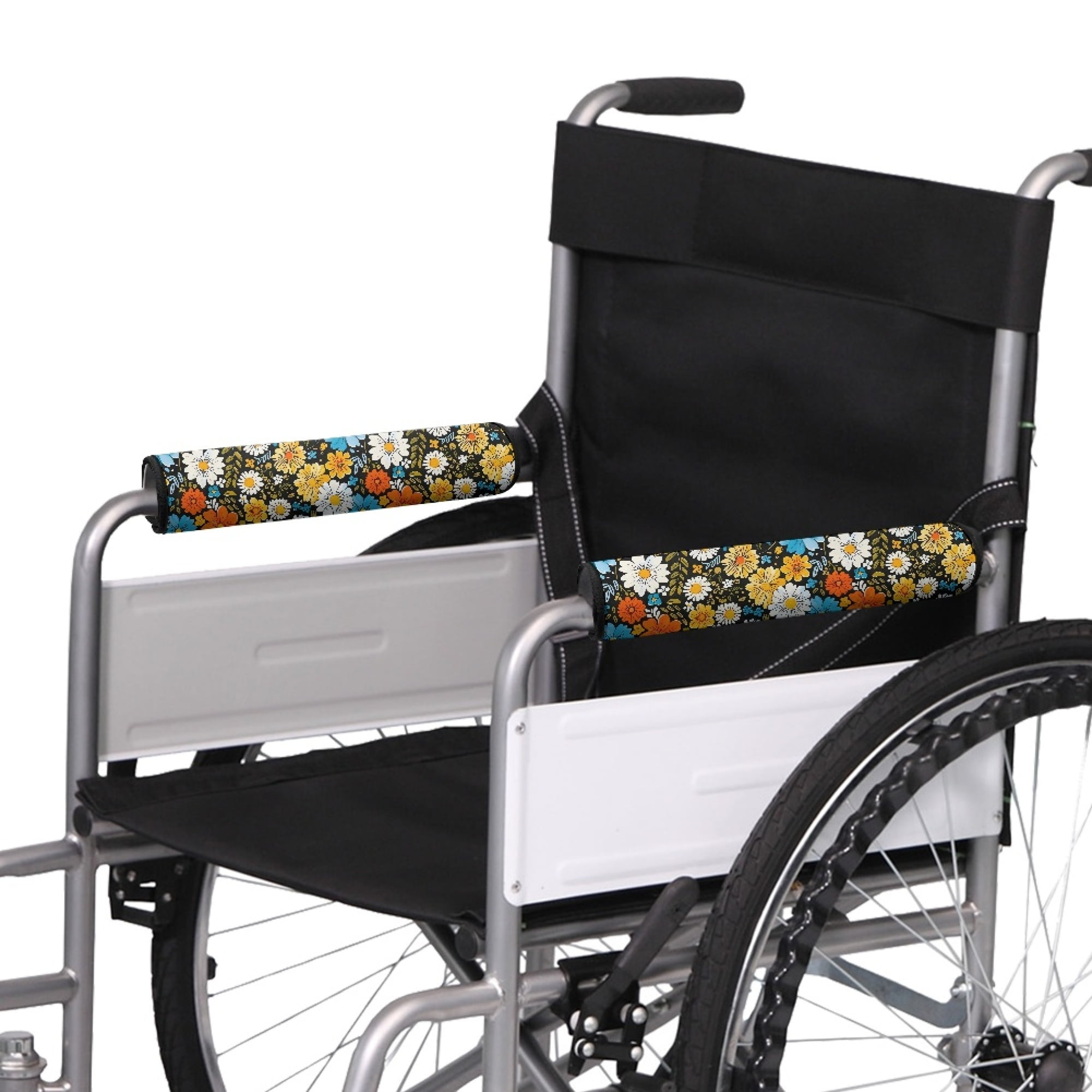 COEQINE Hippie Wheelchair Armrest Covers Flower 2 Pcs Wheelchair