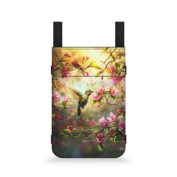 COEQINE Hummingbird Crutch Case Flower Storage Organizer for Underarm Crutches Broken Foot Underarm Crutch Pouch Versatile Walking Cane Pouch Fits Adult & Youth Crutches