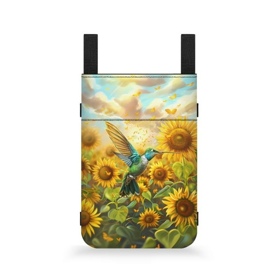 COEQINE Hummingbird Crutch Case Sunflower Broken Foot Underarm Crutch Pouch Versatile Medical Crutch Accessories Large Capacity Crutch Storage Bag Gifts for Seniors