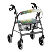 COEQINE Hummingbird Floral Rollator Seat and Backrest Covers 2 Piece Walker Protection Decor Covers Rollator Seat Padded Cover Rollator Walker Accessories Gifts for Seniors