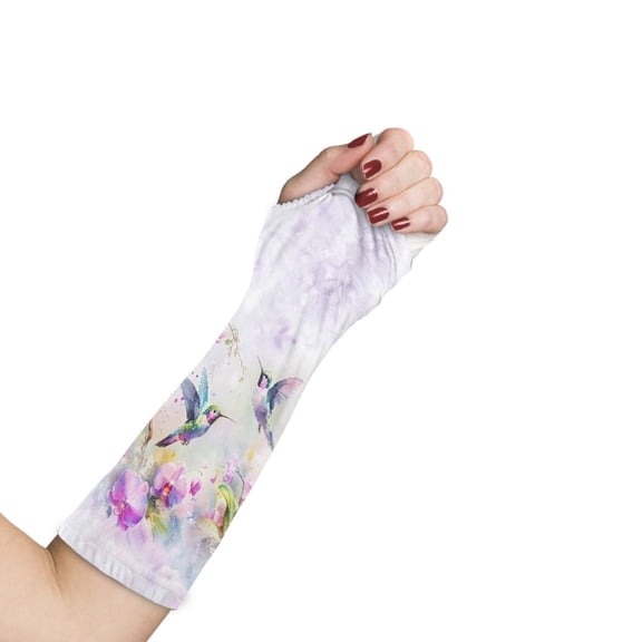 COEQINE Hummingbird Flower Arm Cast Cover Small Elastic Removable Cast Cover Teens Long Full Arm Cast Protector Machine Washable Decorative Arm Plaster Cover for Kids Girls