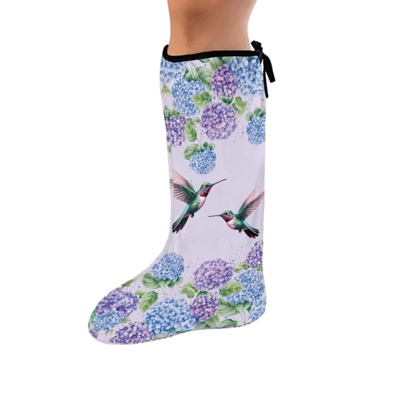 COEQINE Hummingbird Flower Leg Cast Cover 2 Pieces Elastic Cast Socks Cover Cast Knee Cast Sock Fashionable Leg Cast Cover Sock Leg Plaster Sleeve for Foot Leg Protector Size M
