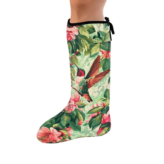 COEQINE Hummingbird Leg Cast Cover Flower Below The Knee Leg Cast Sleeve Soft Cast and Bandage Protector Decorative Leg Plaster Cover Outdoor Cover for Rehabilitation Patients Size L