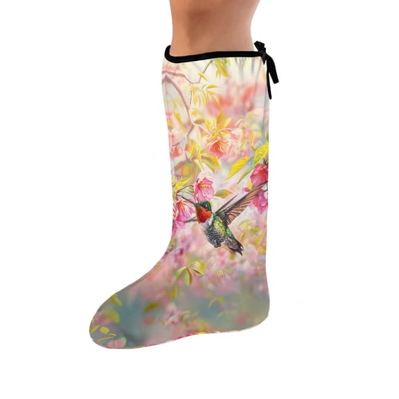 COEQINE Hummingbird Leg Cast Covers Flower Outdoor Protection Leg Cover Cast and Bandage Protector Decorative Leg Plaster Cover Elastic Cast Socks Cover Cast for Seniors Size M
