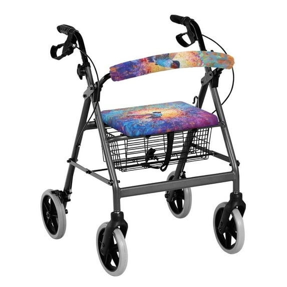 COEQINE Hummingbird Medical Rollator Walker Seat & Back Covers Oil Paint Rollator Seat Cover Set Universal Rollator Walker Seat and Backrest Covers Suitable for Seniors