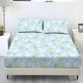 thumbnail image 1 of COEQINE King Sheets 3 Pieces Bedding Set, Comfort Wrinkle Free Fitted Sheet with 2 Pillowcases, Soft Winter Bottom Bedsheet Easy & Secure Fit, Easter Bunny Chick Carrot Blue, 1 of 5