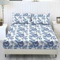 thumbnail image 1 of COEQINE King Size Sheet Set 3 Pieces, Includes Bedding Sheets & Pillowcases, All Around Elastic Fitted Long Lasting All Season for Women, Men, Blue Rose Floral, 1 of 5