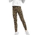thumbnail image 1 of COEQINE Leopard Print Khaki Girls Sport Leggings Buttery Soft Yoga Legging High Waist Pants for Jogging Gym School, for 6-7 Years Kids, 1 of 7