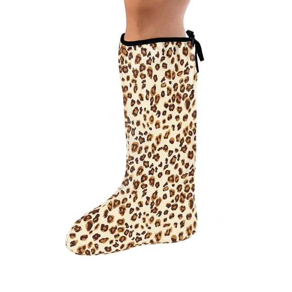 COEQINE Leopard Print Leg Cast Covers 2 Pcs Outdoor Protection Leg Cover Bandage Protector-L Leg Cast Cover for Showering After Surgery Soft Cast Protector Cover Gifts for Friends
