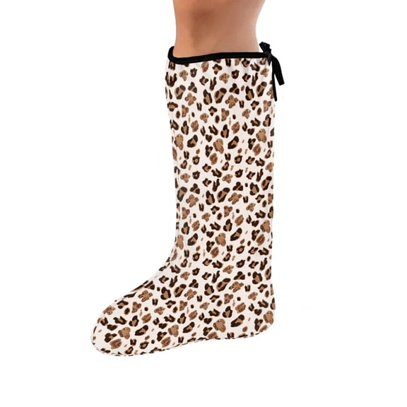 COEQINE Leopard Print Leg Cast Covers Broken Leg Shower Cast Cover Soft Fabric Leg Plaster Sleeve-L Outdoor Leg Protection Cover Adjustable Decoration Cover for Men & Women