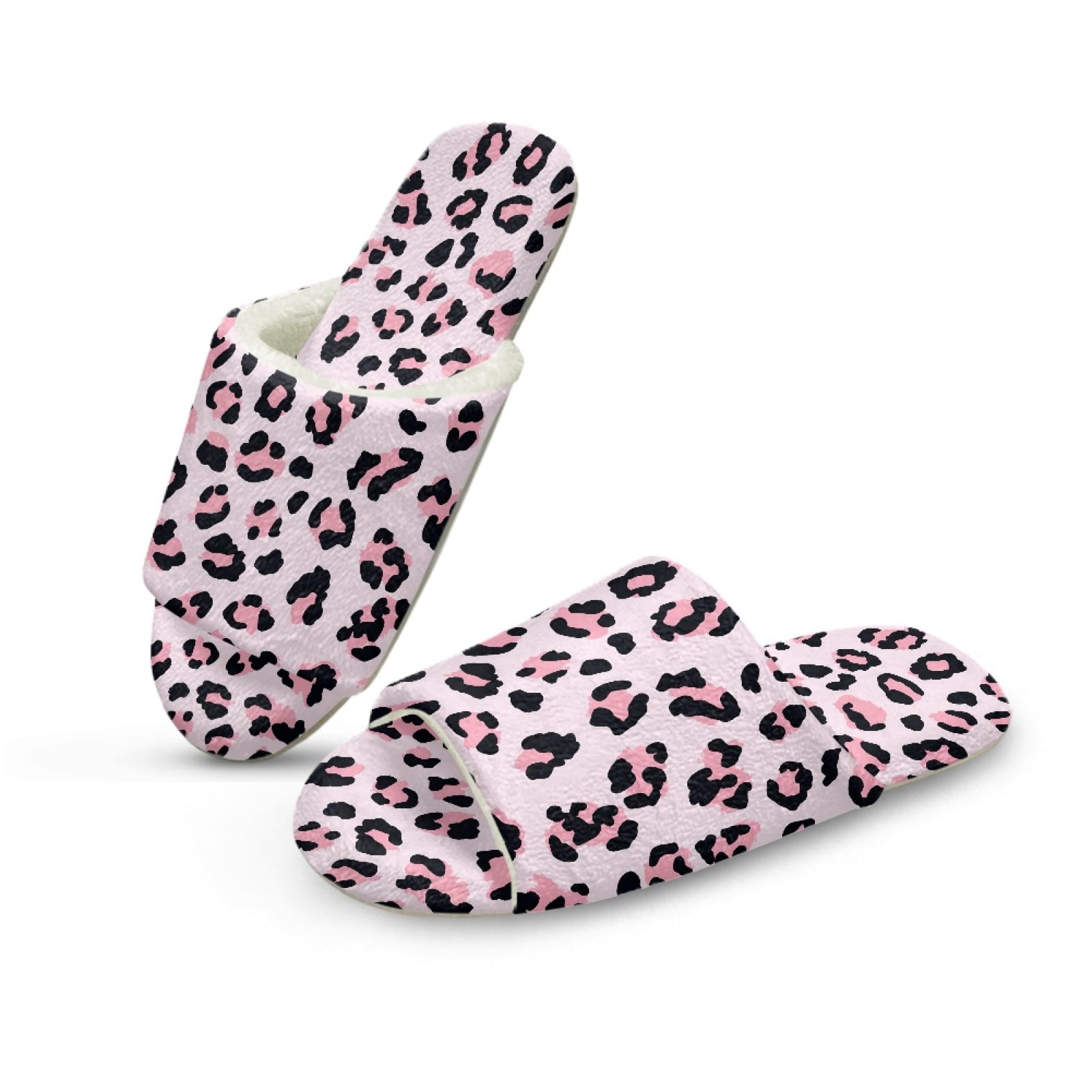 COEQINE Leopard Print Pink Open Toe Slippers for Women, Comfortable ...