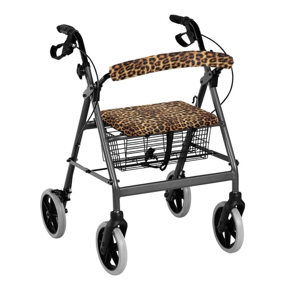 COEQINE Leopard Print Rollator Seat Back Cover 2 PCS Universal Rollator Walker Seat and Backrest Covers Walker Seat Cover Replacement for People Using Walking Frame Seat
