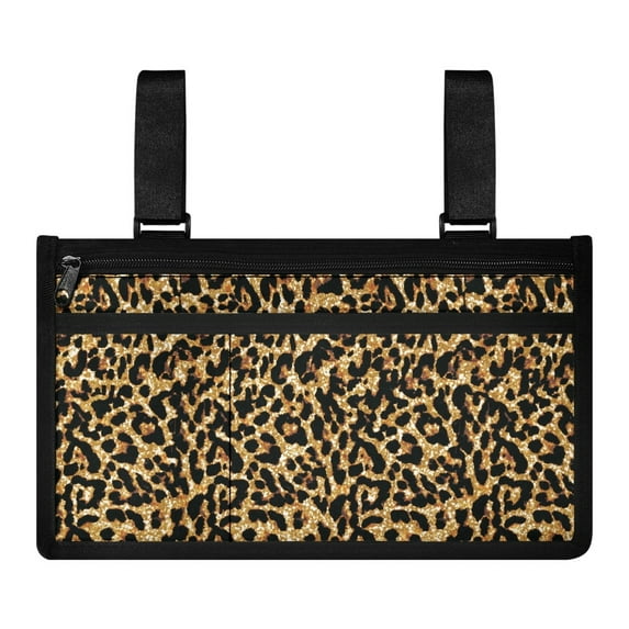 COEQINE Leopard Print Wheelchair Armrest Side Hanging Storage Bag Motorized Wheelchair Bags to Hang on Side Side Arm Bag for Power Wheelchair Wheelchair Storage Bag Side for Seniors