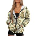 thumbnail image 1 of COEQINE Long Sleeve Oversized Sweatshirts Women's Full Zip Up Hoodie Hummingbirds and Hibiscus Flowers Print Fashion Outfits Jacket Fall Winter Casual Wear with Pockets, XL, 1 of 7