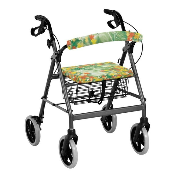 COEQINE Maple Leaves Rollator Seat Back Cover Removable Rollator Seat Cushion Back Bar Cover Set of 2 Soft Seat Cushion for A Rollator Walker