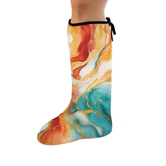 COEQINE Marble Stripes Leg Cast Cover Outdoor Protection Leg Cover Fashionable Leg Cast Cover Sock-S Stretch Fabric Leg Cast Protector Washable Cast Decoration for Seniors